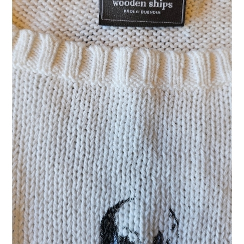 Wooden Ships Paola Buendia Skull Sweater XS White Lightweight Knit Gothic Grunge - Picture 3 of 8